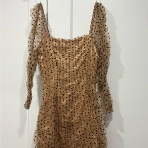 DO+BE Tan and Black Polka Dot Mini Dress